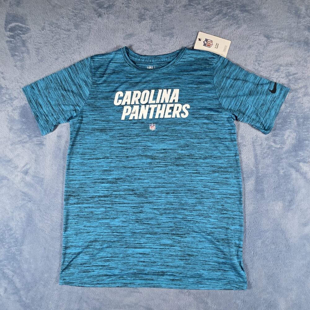 Nike Carolina Panthers Dri-FIT Shirt Youth L ARGE 14/16 Blue NFL Football NWT